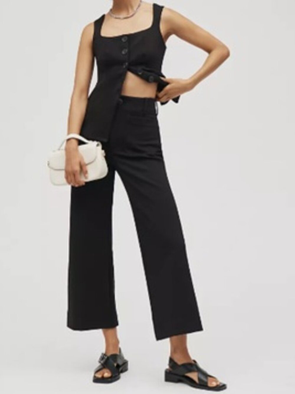 Maeve The Collette Black Wide Leg Ponte Knit Crop Pants